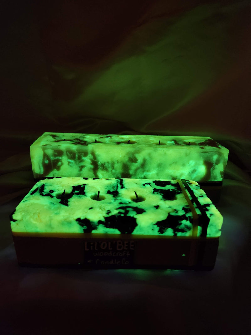 Marbled (glow in the dark)Block Pure Beeswax Candle