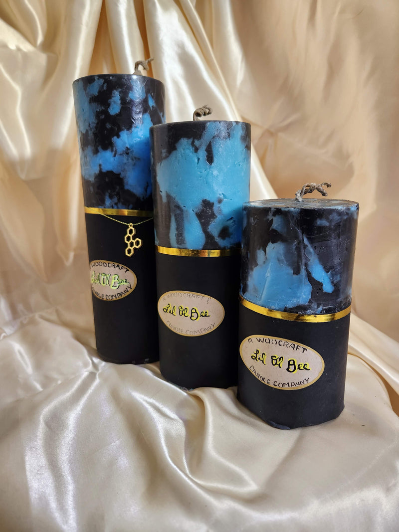 Giant Round Pillar Glowing Marbled Beeswax Candles