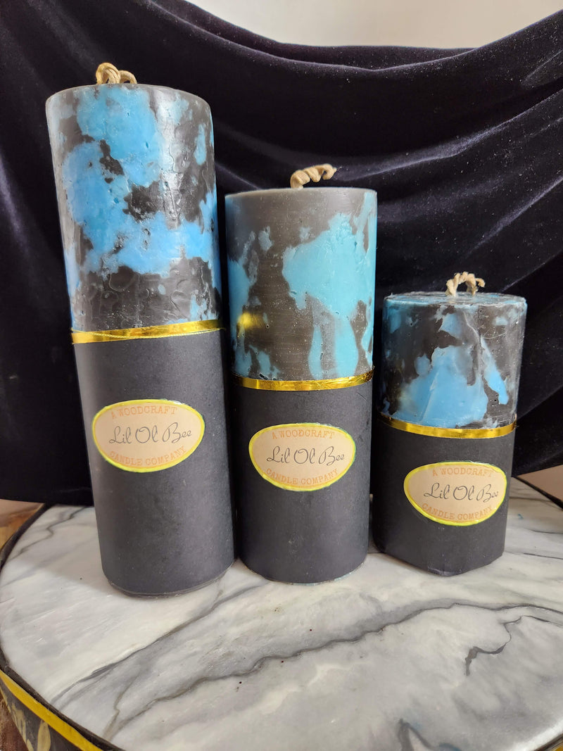 Giant Round Pillar Glowing Marbled Beeswax Candles