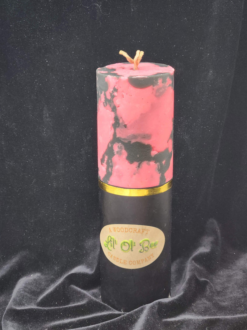 Tall/large Glow in The Dark Marbled Beeswax Round Pillar Candles