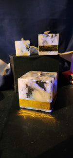 Marbled Beeswax Square Glowing Candle (Set of Three)