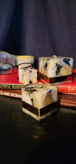 Marbled Beeswax Square Glowing Candle (Set of Three)