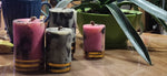 Marbled Cylinder Glowing Beeswax Candles (Set of Four)