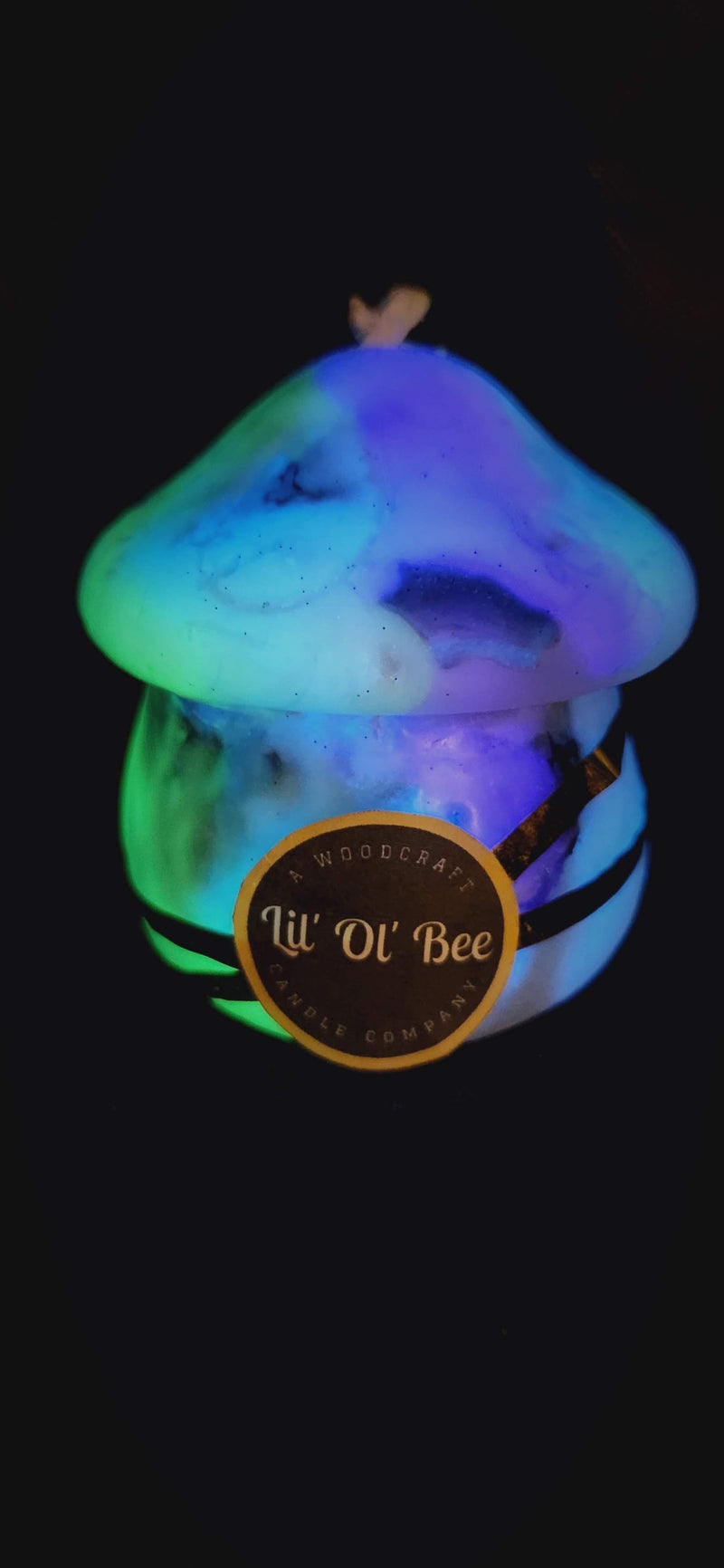 Mushroom Marbled Glow In The Dark Beeswax Candle