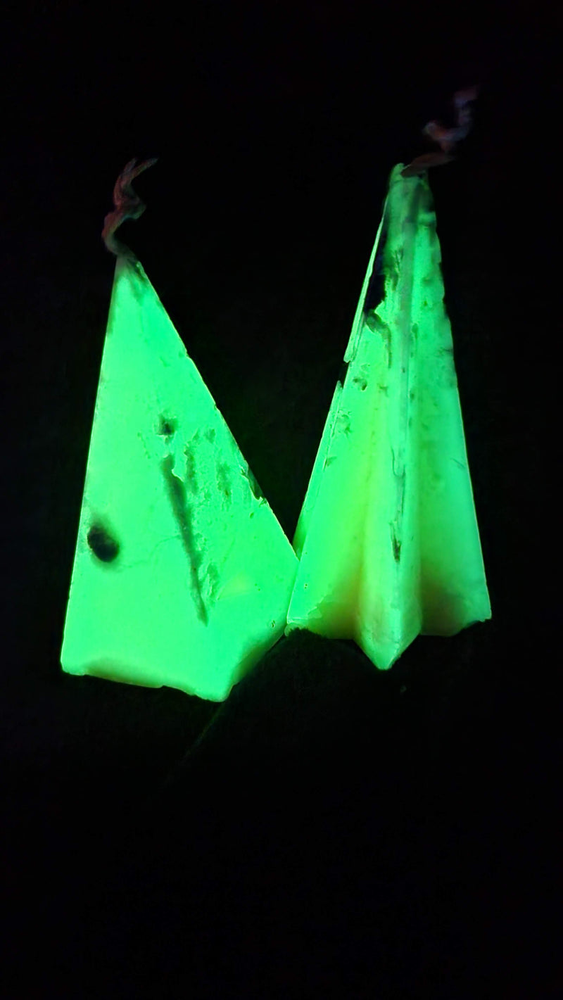Pair of Marbled Glow In the Dark Beeswax Pyramid